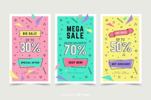 Memphis style sales banner template