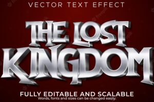 Metallic text effect, editable kingdom and sword text style