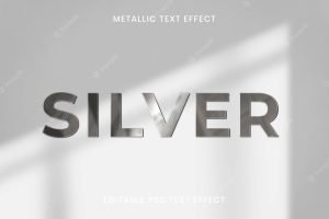 Metallic text effect psd editable template