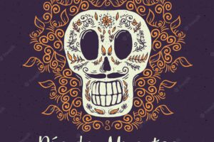 Mexican ornamental skull vintage background