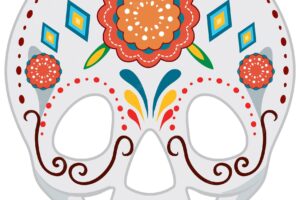 Mexican painted skull isolated