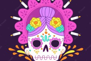 Mexican skull with colorful style