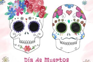 Mexican watercolor skull background