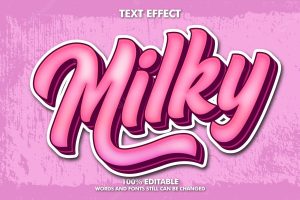 Milky sticker text effect editable pink retro text effect for brand