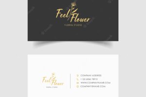 Minimal business card template, floral wedding design.