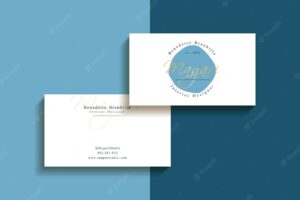 Minimal golden business cards with text shapes