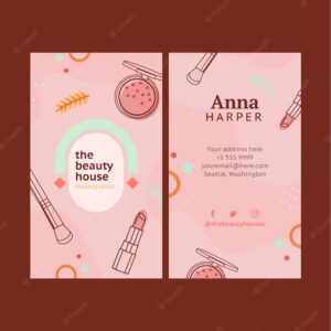 Minimal makeup artist vertical business card