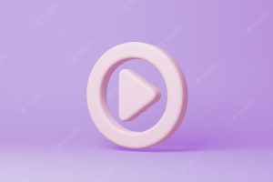 Minimal play symbol on purple background 3d rendering