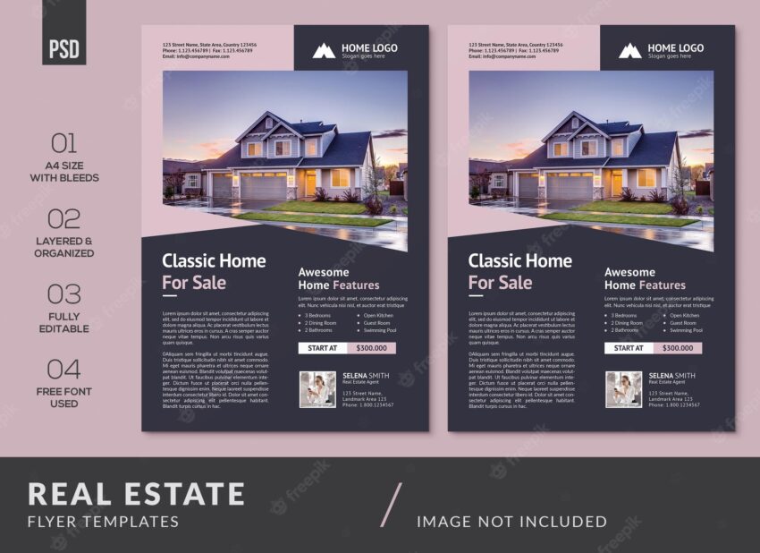 Minimalist design real estate flyer templates
