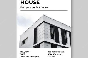 Minimalist hannah blume real estate open house invitation