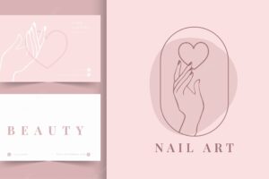 Minimalist nail logotype. business card template.