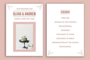 Minimalistt wedding program invitation