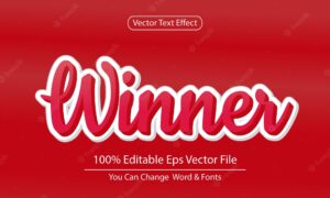 Modern 3d winner text effect design