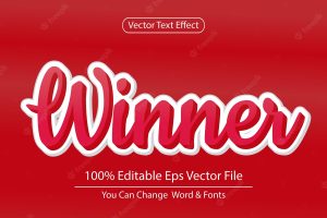 Modern 3d winner text effect design