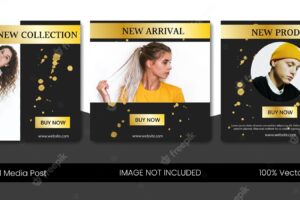 Modern black and gold fashion sale promotion social media instagram post banner template
