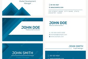 Modern business card template psd in navy blue collection