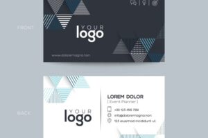 Modern business card with blue and black triangles