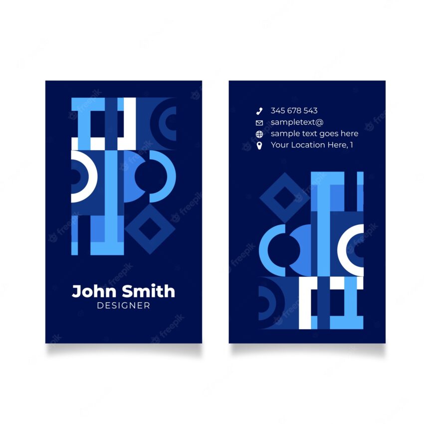 Modern business card with classic blue shapes