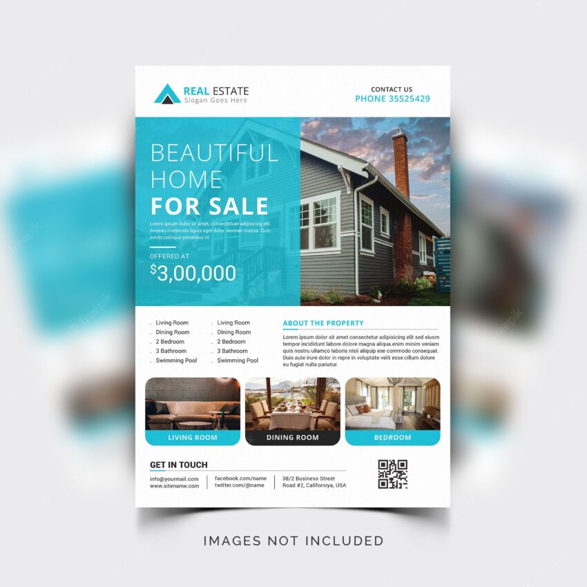 Modern corporate flyer template for real estate or realtor agents