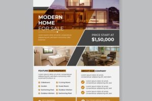 Modern elegant home real estate a4 flyer template