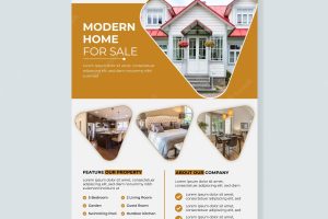 Modern elegant home real estate a4 flyer template
