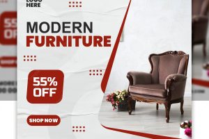 Modern furniture social media post and web banner