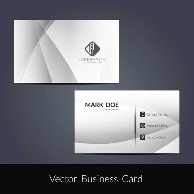 Modern grey wave business card