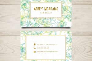Modern hand drawn business card template with flowers