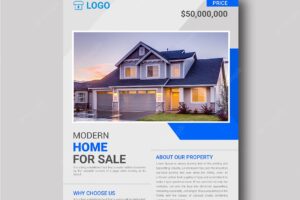 Modern home for sale flyer, modern home for sale brochure template