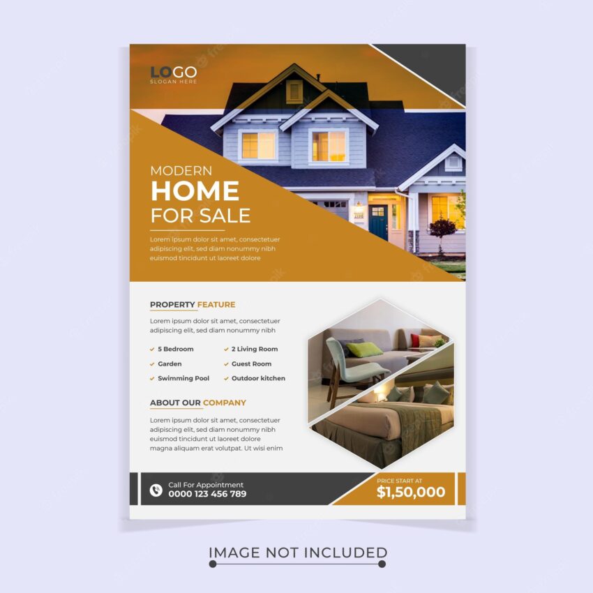 Modern home for sale real estate a4 flyer template