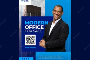 Modern office for sale poster template
