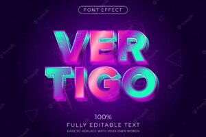 Modern vibrant 3d text effect. editable font style