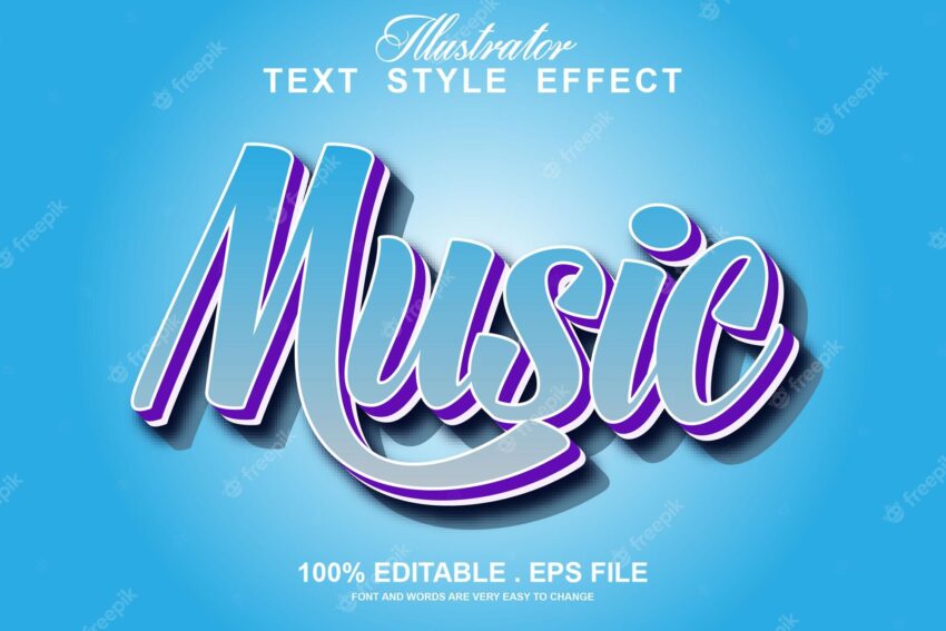Music text effect editable