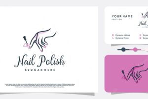 Nail beauty logo design with creative element style for fashion premium vector