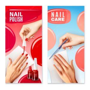 Nail care polish banners set