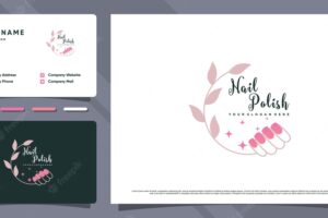 Nail polish logo design inspiration for beauty salon with business card design premium vector