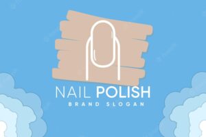 Nail polish logo with claudy background stye premium vector