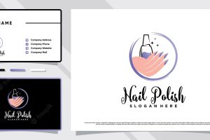 Nail polish logo with creative modern concept and business card design premium vector