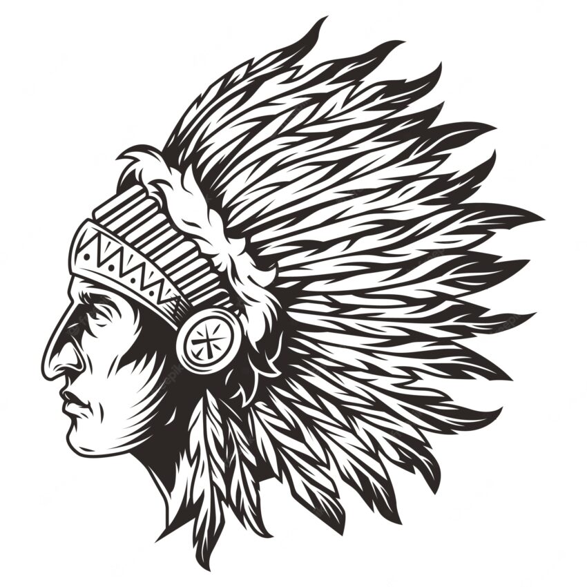 Native american indian chief head illustration