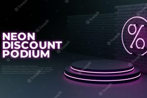 Neon light glow sale 3d realistic podium product promo display