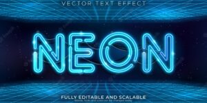 Neon text effect editable retro and vintage text style