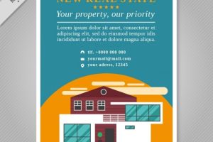 New real estate flyer in flat design