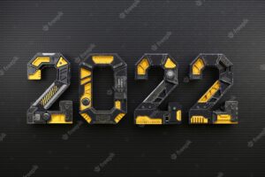 New year 2022 made from robot alphabet
