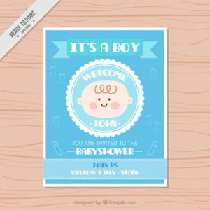 Nice baby shower card in blue color