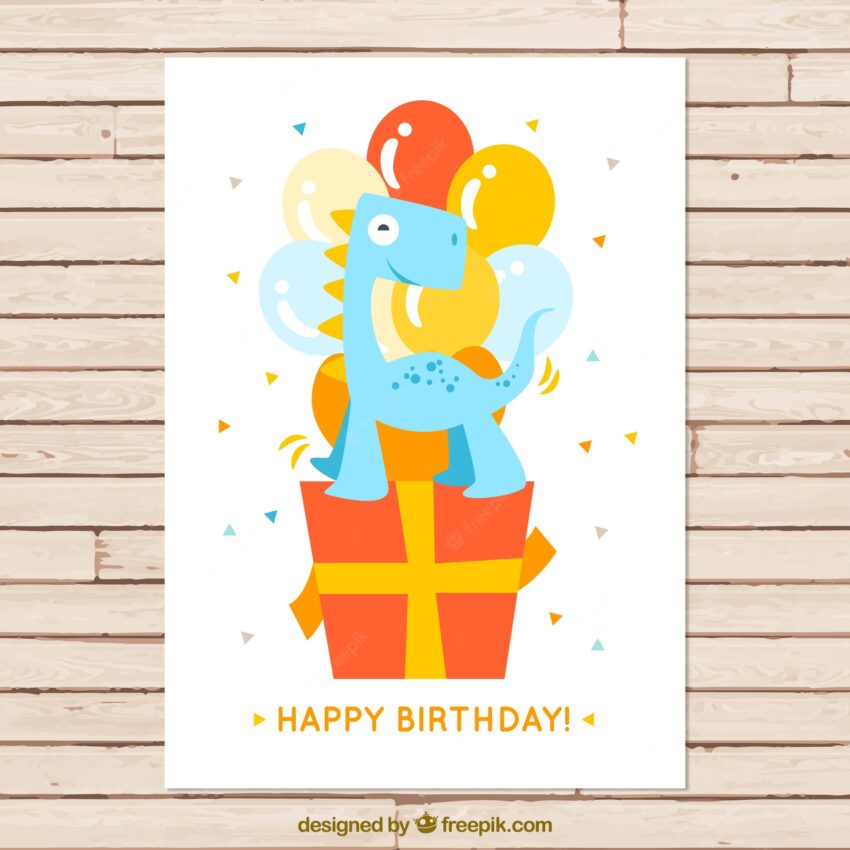 Nice dinosaur on a gift birthday card