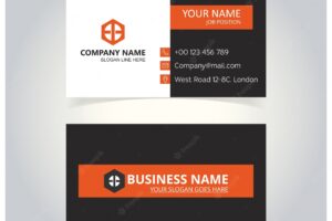 Orange and black business card template
