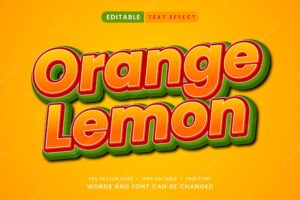 Orange lemon bold 3d editable text effect template style