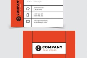 Orange with black lines business card