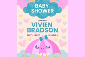 Organic flat chuva de amor baby shower card