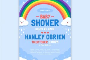 Organic flat chuva de amor baby shower card